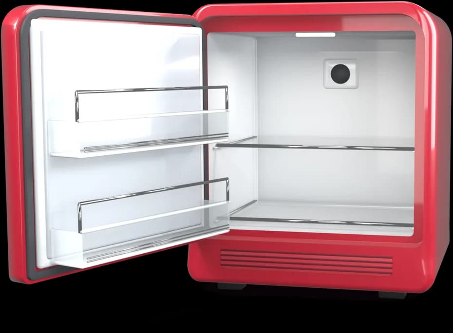 BookNoFees Minibar: geöffnet und leer, bereit zum Befüllen