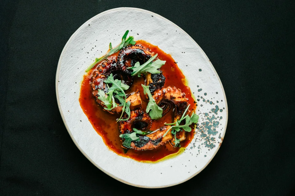 BookNoFees: Beispielfoto: Tintenfisch in Tomatensosse mit Gemüse