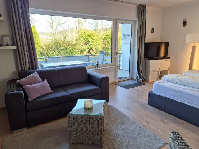 BookNoFees: Ferienwohnung in Sundern – Ruhige Ferienwohnung am Sorpesee mit Kamin und Balkon